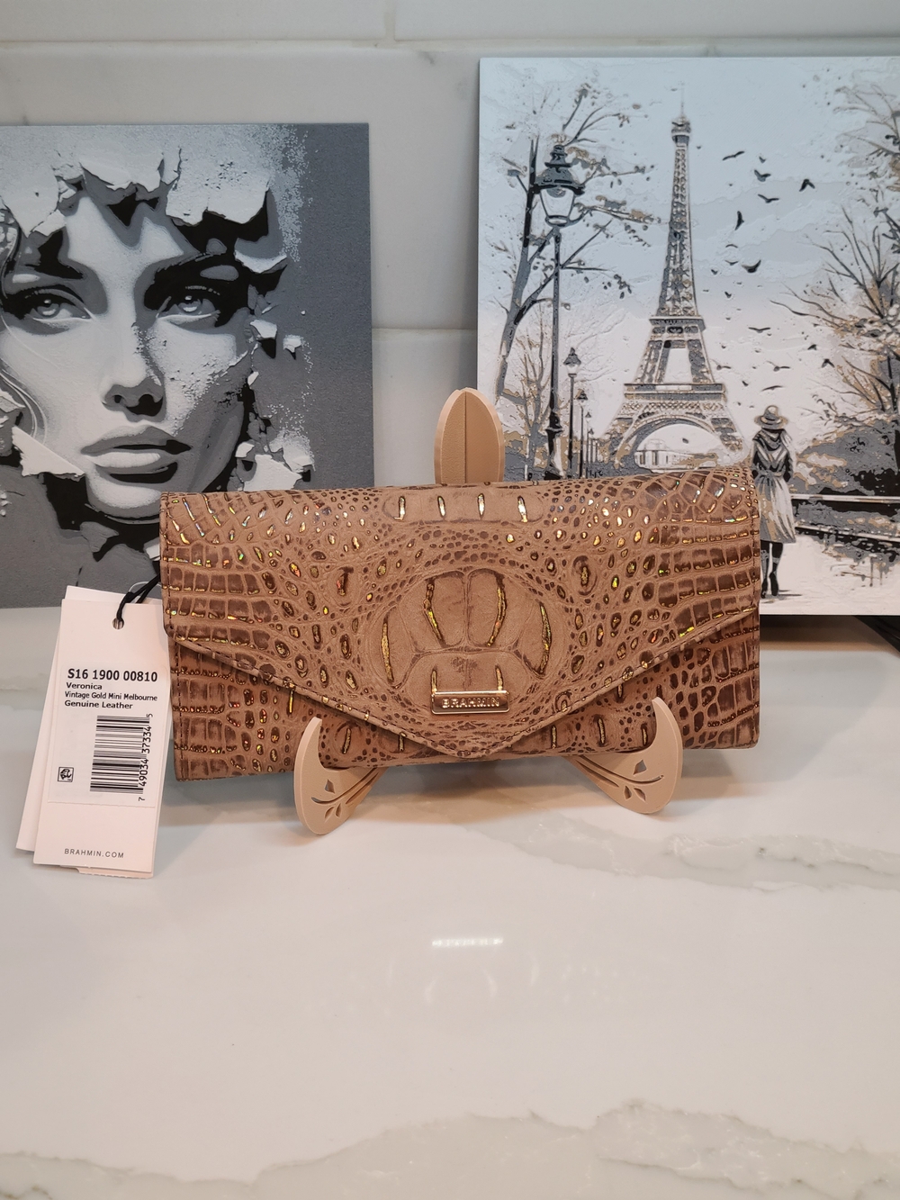 Brahmin NWT Veronica Gold Mini Melbourne Wallet Trifold - Picture 2 of 15
